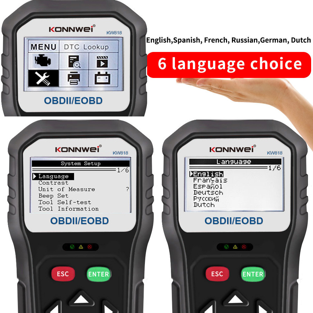 Multi - Functional Car Battery Voltage Tester KW818 Car Battery Diagnostic Tool System Free Upgraded