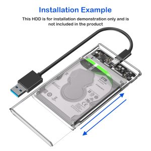USB 3.0 Type-C 2.5-inch SATA HDD Enclosure with Transparent Case
