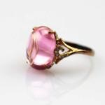 Rose Gold Plated Oval Dome Pink Cubic Zircon 925 Silver Ring(R274)
