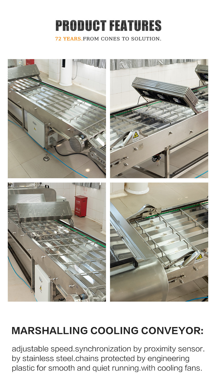 Commercial Customized Cone Production Line Marshalling Cooling Conveyor