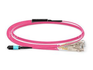 China 3.0mm LSZH OM4 MPO MTP UPC to LC UPC 24 Core Breackout Fiber Optic Patch Cord factory