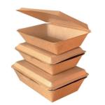 550ml Disposable Paper Lunch Boxes Leakproof Clamshell To Go Containers
