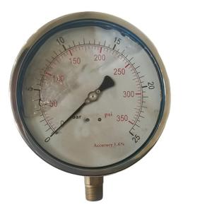 China 6&quot; Liquid Pressure Gauge,zero adjustable pointer,0-350 psi,lower mount, 1/2 NPT, stainless steel case and brass internal factory