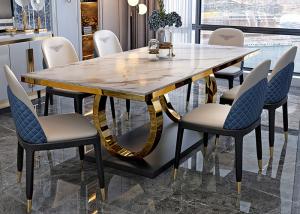 China ISO9001 Stylish Marble Dining Table , Stainless Steel And Marble Dining Table factory