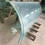 Custom Curved Glass Building Greenhouse Curved Glass Balcony Railing Dark Blue /