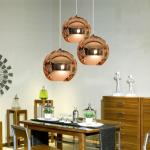 Copper Gold Silver Mirror Glass Ball Pendant Light For Loft Kitchen Island
