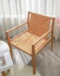 Natural Design Oak Wood Woven Cord Armrest Sofa Chairs for Kitchen Solid Wood