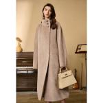 Winter Mongolian Cashmere Overcoat Luxury Ladies Long Alpaca Wool Trench Coat