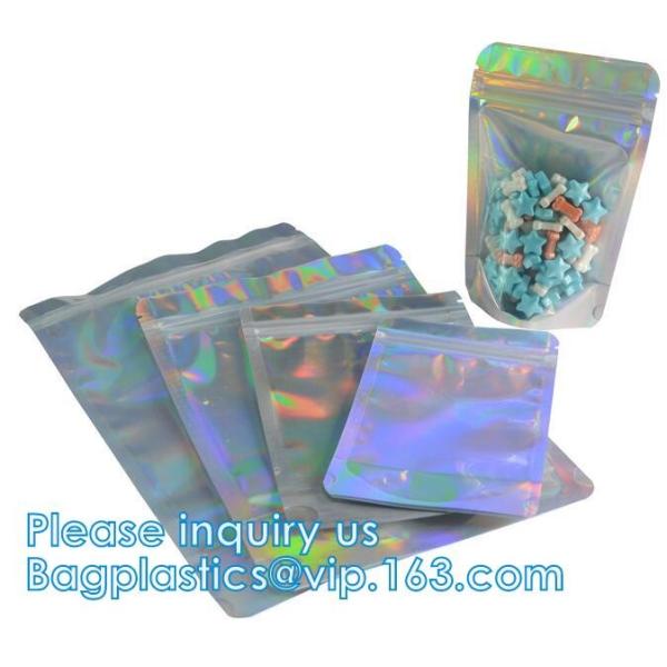 Holographic Pouch Brightly Custom Printing Logo Laser Three Side Sealed Bag For Lip Eyelash Glue Hairpin