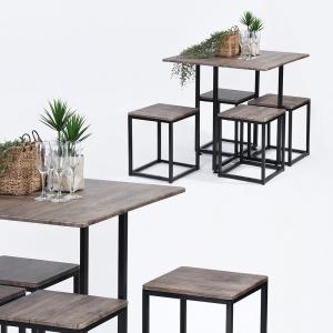 China Black Oak Dining Room Set Wooden Table And Chairs For Bar Kitchen factory