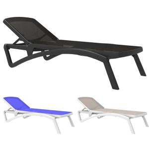 China Outdoor Garden Plastic Teslin Stackable Chaise Sun Lounger Chair for Hotel Beach Patio factory