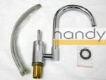 Single Hole Chrome Kitchen Sink Water Faucet / High Arc Purity Brass Home