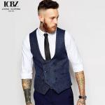 Men's Slim Black Suit Vest in Customized Color Perfect for Business Formal Style