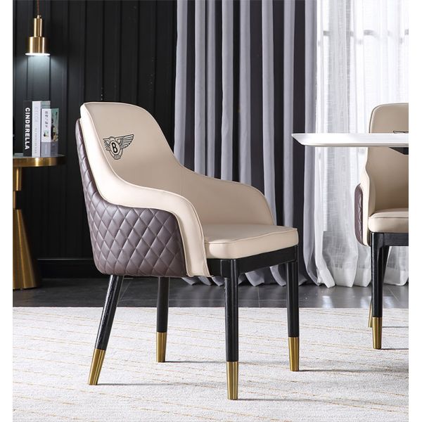 Synthetic Leather Optional Dining Room Chair with Durable Solid Wood Leg and Stainless Steel Frame Nordic Luxury Design