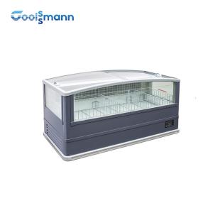 China Sliding Door Supermarket Island Freezer Glass Deep Chest 575L factory