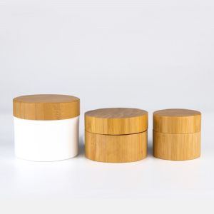 China 30g 50g 100g 150g 200g 250g Wooden Cosmetic Packaging With Bamboo Cap on sale