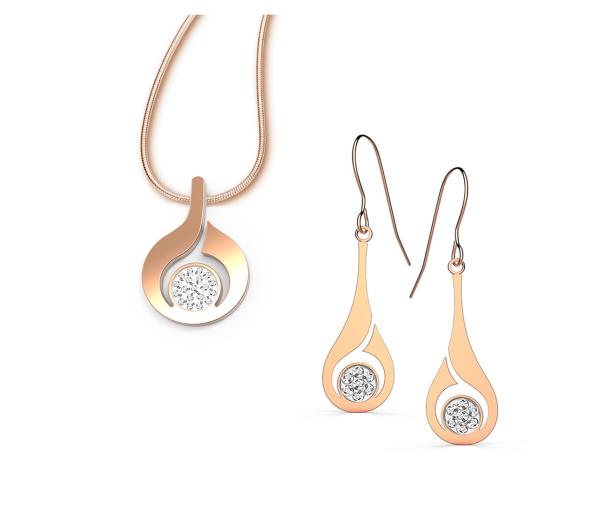 Fashion Stainless Steel Pendant Chain Necklace Set Women Earring And Necklace