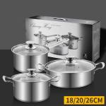 Good Quality 3 Pcs Cookware Pot Silver Cooking Pot Set Stainless Steel Pots And