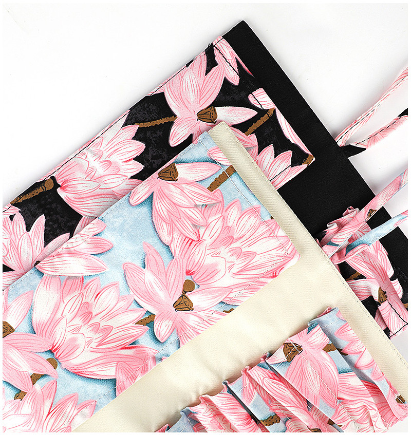 Pink Flower Print Travel Cotton Organizer Cosmetic Bag