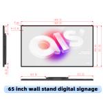 Commercial Grade 65-Inch Wall Mounted Digital Advertising Display for Indoor