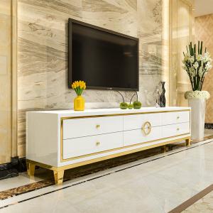 China Stainless Steel TV Stand And Coffee Table Set Luxury Living Room Furniture factory