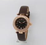 Ladies Dual Time Genuine Leather Quartz Watch Custom Logo 36.0mm