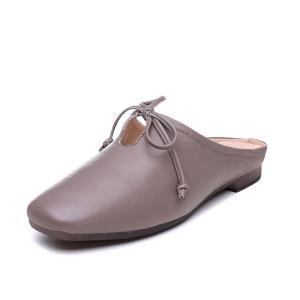 China HZM044 Single Shoes Women'S Spring New Thick Heel Pointed Literary Single Shoes Retro Soft Leather Mules Leather Shoes W factory