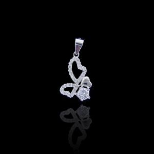 China 925 Silver Cubic Zirconia Pendant / White Gemstone Butterfly Shape Pendant Jewelry factory