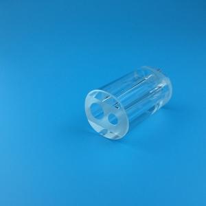 China SGS Laser Spare Parts Transparent Circular Quartz Flow Tube Double Hole factory