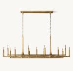 72'' Vintage Farmhouse Chandelier With G9 Antique Brass Lantern Pendant Light