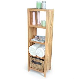 China Multifunctional Bamboo Storage Racks And Holders Wooden Bathroom Shelves 4 Tier factory