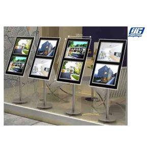 Black Frame Poster Display Stands , Vertical Advertising Display Stands Silver