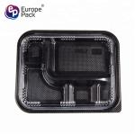 School Japanese Lunch Box Plastic 5 Compartment Food Containers Black Storage