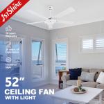 Plywood Modern LED Ceiling Fan With 5 Blades Frosted Glass Light