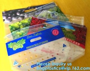 China waterproof slider zipper plastic bags zip food packing bag, fresh fruit packaging bag with zipper, slider zip lock grape factory