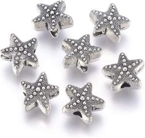 China 50Pcs Antique Silver Starfish Animal Spacer Beads Tibetan Metal Ocean Sea Life 10x11mm factory