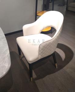 China Modern French White Leather Upholstered Dining Chair factory