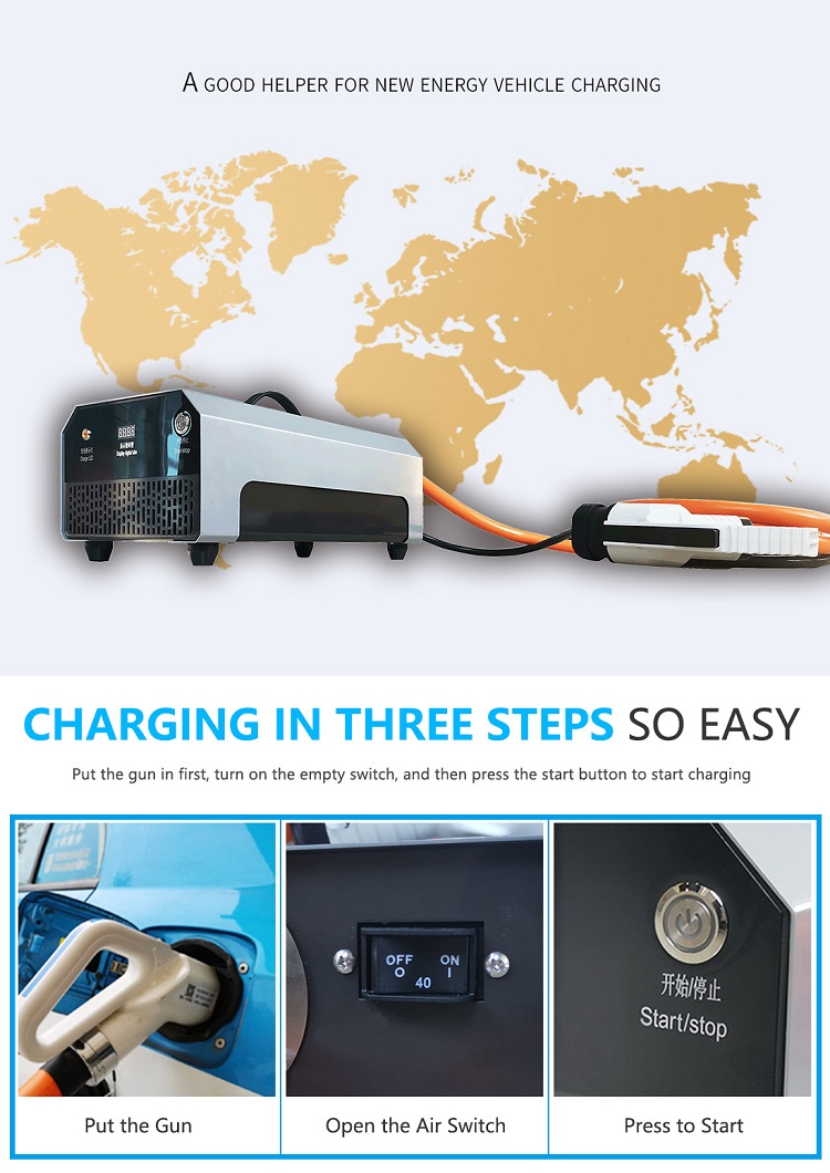 EN 61851 Standard 48V 3.3KW Fast Charge Electric Vehicle Portable EV DC Charger with CHAdeMO and CCS Connectors