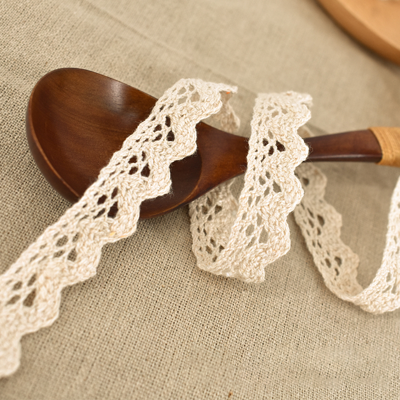 Eco-friendly lace fabric for garment accessories eyelet embroidery beige lace trim