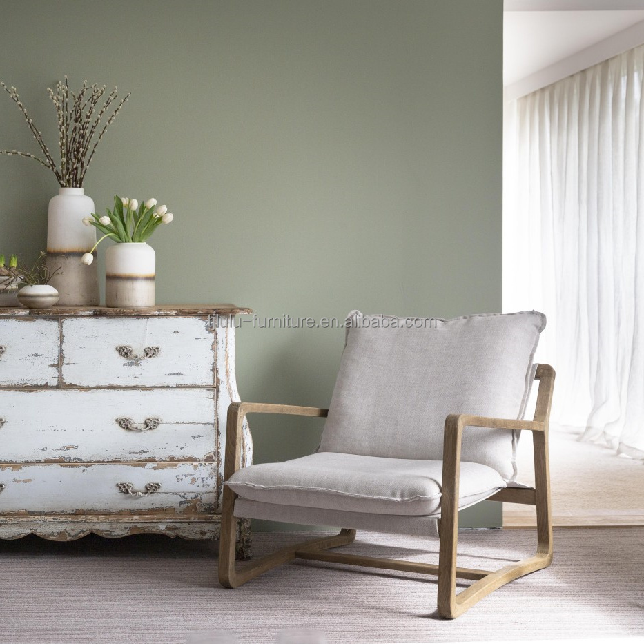 Solid Wood Nordic Lounge Leisure KD Disassembly Sofa Chair For Living Room with Natural Wood Frame Design Model