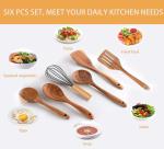 FDA Wooden Kitchen Utensil Set , Reapplicable Natural Teak Wood Utensils