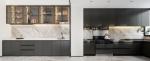 U Shaped Kitchen Units With Matte Black Finish And Dark Stainless Steel