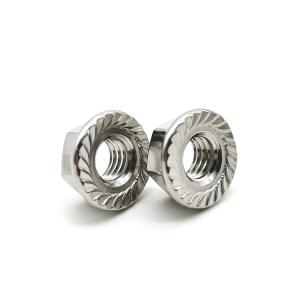 China DIN 6923 Stainless Steel Hex Nuts A4 80 M4 M8 Serrated Hex Flange Nuts factory