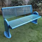 Powder Coated Blue Metal Garden Bench For Outdoor Street Playground Leisure