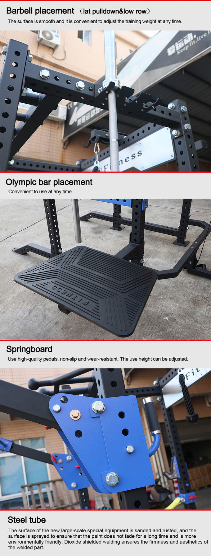 New Design Commercial Grade Gym Equipment Multifunction Squat Rack With Pulleys