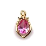 Sterling Silver 18k Rose Gold Plated 8mmx12mm Pink Cubic Zirconia Pendant