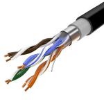 Outdoor CAT5E FTP PE+PVC Cable 0.50mm Bare Copper Black Solid 1000ft