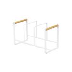 Wide Range Metal Dish Organizer Holder For Chopping Board With Bamboo Handle