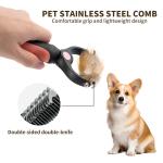TPR Dog Hair Remover Brush Portable Double Side Shedding Comb For Dogs