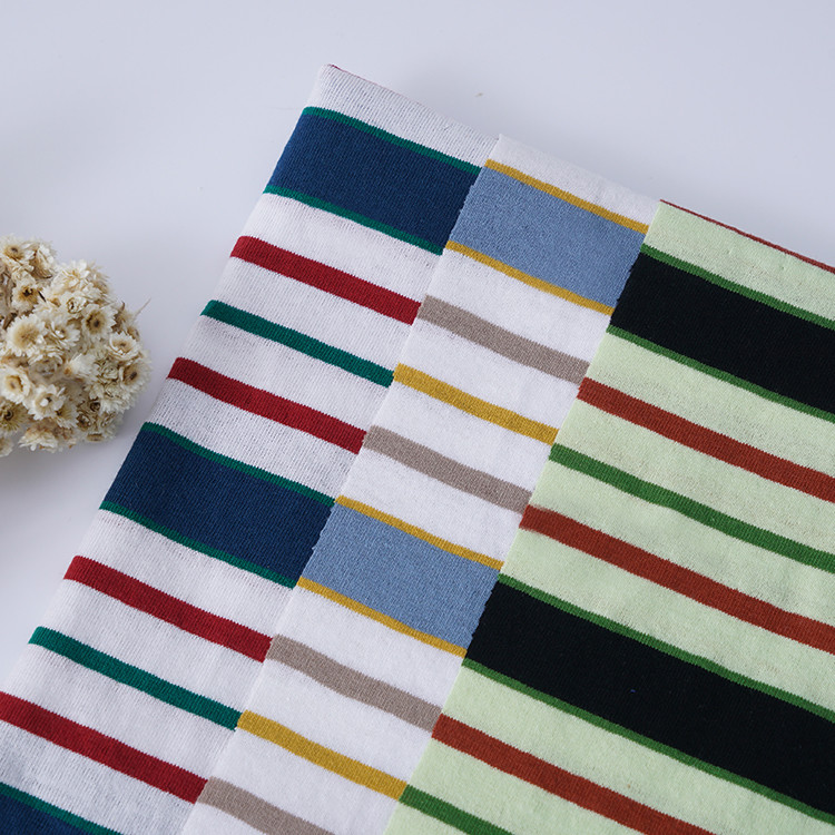 Breathable Plain Cotton Sweat Absorbent Striped Knit Fabric For T - Shirt